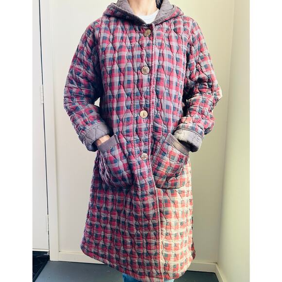 Vintage Plaid Trench Coat - Picture 1 of 4